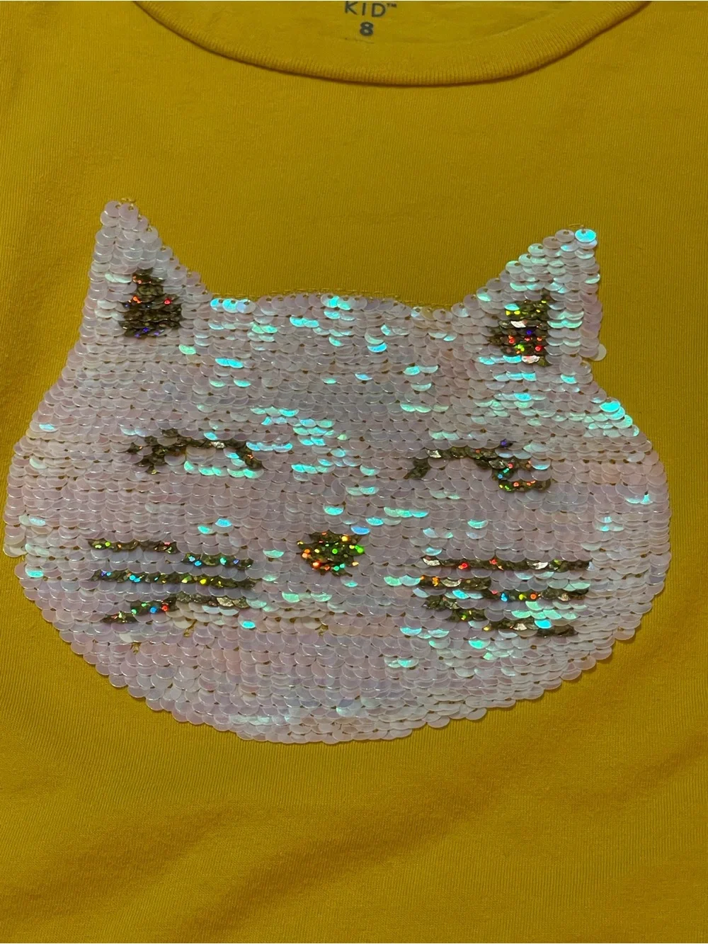 Carter's Yellow Long-Sleeve Sequin Cat Top